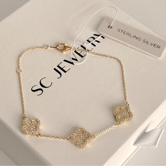 Rachel Zoe Clover Bracelet Cubic Zirconia Sterling Silver - Picture 4 of 7